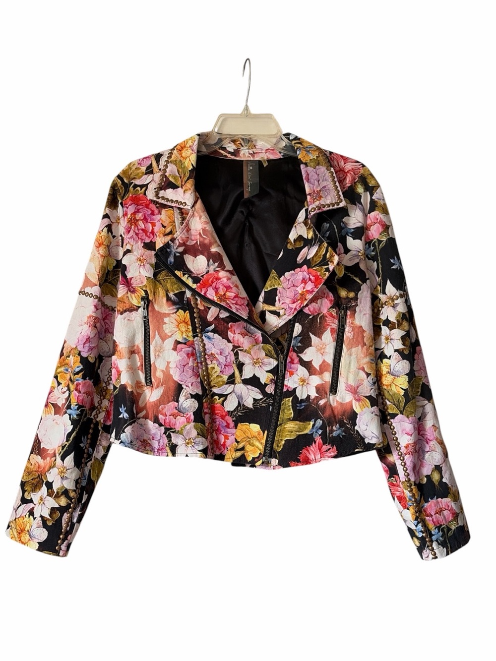 Aratta OOAK floral denim moto
